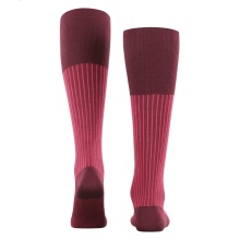 Falke Daily Sock Oxford Stripe Knee-High Socks (Business Knee-High Socks, fine mesh pattern) burgundy Men - 1 Pair