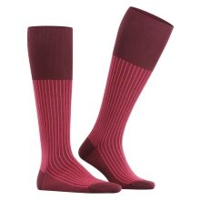 Falke Daily Sock Oxford Stripe Knee-High Socks (Business Knee-High Socks, fine mesh pattern) burgundy Men - 1 Pair