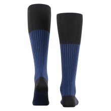 Falke Daily Sock Oxford Stripe Knee Socks (Business Knee-High Socks, Fine Mesh Pattern) Black/Blue Men - 1 Pair