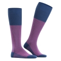 Falke Daily Sock Oxford Stripe Knee High Socks (Business Knee Sock, fine mesh pattern) blue/berry Men - 1 Pair