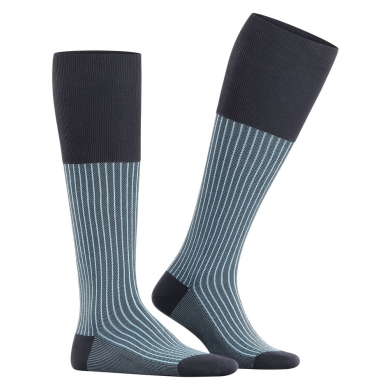 Falke Daily Sock Oxford Stripe Knee Socks (Business Knee-High Socks, Fine Mesh Pattern) darknavy Men - 1 Pair