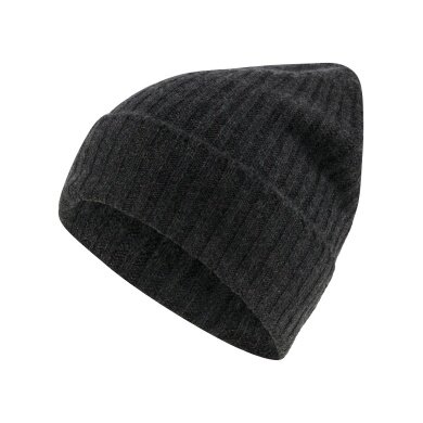 Falke Winter Hat (Beanie) Unisex - Cashmere, Ribbed Structure, Foldover - Dark Grey - 1 Piece