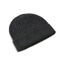 Falke Winter Hat (Beanie) Unisex - Cashmere, Ribbed Structure, Foldover - Dark Grey - 1 Piece