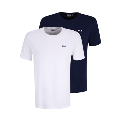 Fila Leisure T-Shirt Brod Tee (Cotton) white/navy Men's - 2 Pack