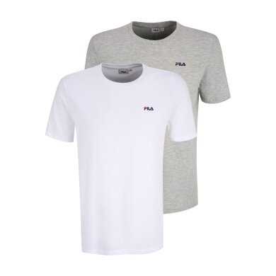 Fila Leisure Shirt Brod Tee (Cotton) white/grey Men's - 2 Pack