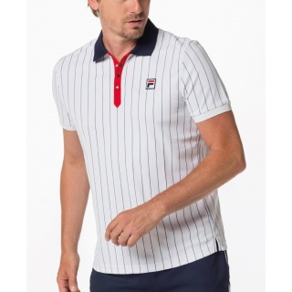 Fila Tennis Polo Stripes (100% Polyester) white/navy/red Men