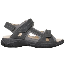 Ganter Leather Sandal Giovanni (rustic, coarse-grained leather, removable footbed) dark grey Men