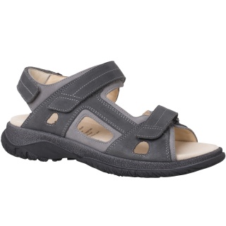 Ganter Leather Sandal Giovanni (rustic, coarse-grained leather, removable footbed) dark grey Men