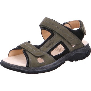 Ganter Leather Sandal Giovanni (rustic, coarse-grained leather, removable footbed) mud green Men