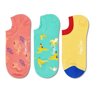 Happy Socks Daily Sock No Show Sneaker Flamingo yellow/coral/mint green - 3 pairs