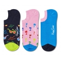 Happy Socks Daily Sock No Show Sneaker Sunny Days black/pink/blue - 3 Pairs