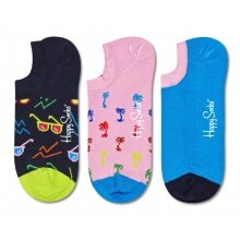 Happy Socks Daily Sock No Show Sneaker Sunny Days black/pink/blue - 3 Pairs