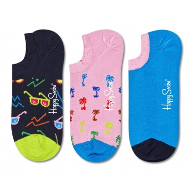 Happy Socks Daily Sock No Show Sneaker Sunny Days black/pink/blue - 3 Pairs