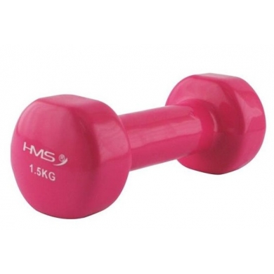 HMS Fitness 17023 Dumbbell made of cast iron with vinyl coating 1.5kg pink - 1 piece