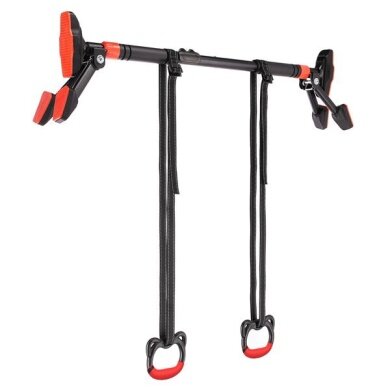 HMS Fitness DDG03 Multifunctional Door Frame Bar with Gymnastic Rings Black/Red