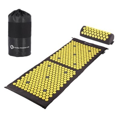 HMS Fitness Premium Acupressure Mat Set AKM04 (Mat and Pillow) yellow/black - 125x48cm