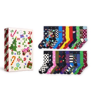 Happy Socks Daily Sock Crew Christmas Special #4 - Advent Calendar with 24 Pairs - White