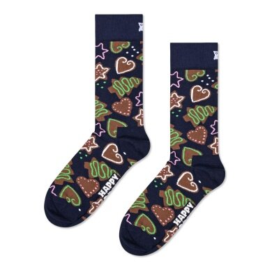 Happy Socks Daily Socks Crew Gingerbread Cookies navy blue/brown - 1 Pair