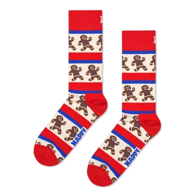 Happy Socks Daily Sock Crew Gingerbread Stripe (Gingerbread) red - 1 pair