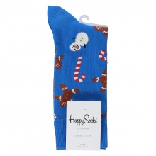 Happy Socks Daily Sock Crew Gingerbread & Snowman royal blue - 1 pair