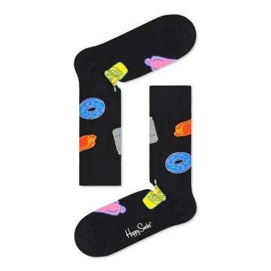 Happy Socks Daily Sock Crew The Simpsons All You Can Eat (Organic Cotton) black - 1 Pair