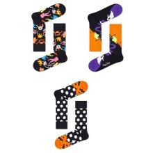 Happy Socks Daily Socks Crew Halloween Gift Box Black - 3 Pairs