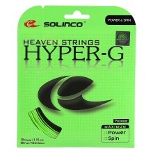 Stringing with tennis string Solinco Hyper G green