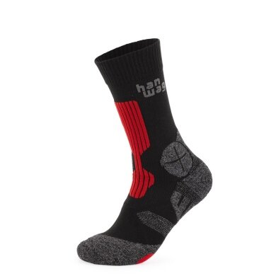 Hanwag Trekking Sock Crew Trek Sock (quick-drying, medium cushioning) asphalt grey/black/red - 1 pair