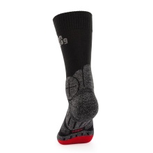 Hanwag Trekking Sock Crew Trek Sock (quick-drying, medium cushioning) asphalt grey/black/red - 1 pair