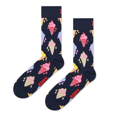 Happy Socks Daily Sock Crew Ice Cream (large ice cream cone) navy blue - 1 pair