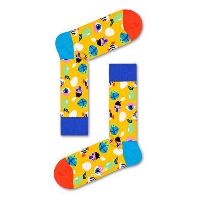 Happy Socks Daily Sock Crew Fantasy Eggs yellow 1pc