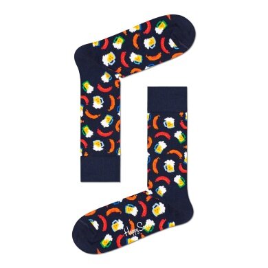 Happy Socks Daily Sock Crew Beer and Sausage dark blue - 1 pair