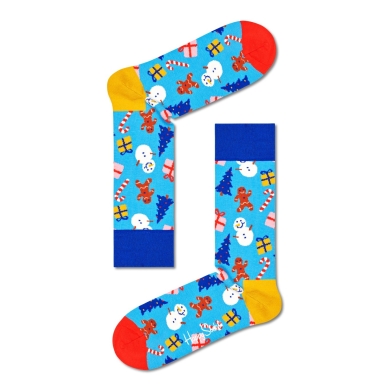 Happy Socks Daily Sock Crew Bring it On (Christmas) light blue - 1 pair