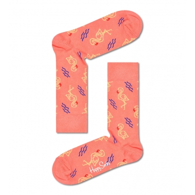 Happy Socks Daily Sock Crew Flamingo coral red - 1 pair