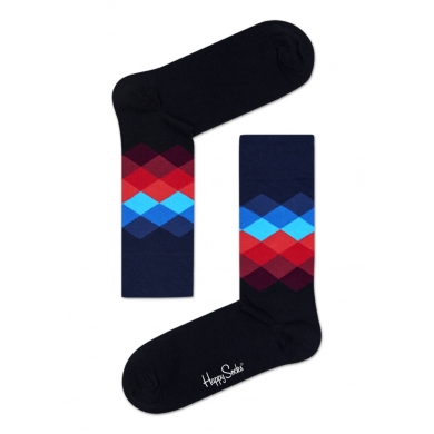 Happy Socks Daily Sock Crew Faded Diamond black/blue/red - 1 pair