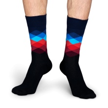 Happy Socks Daily Sock Crew Faded Diamond black/blue/red - 1 pair