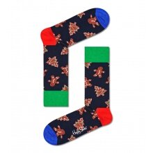 Happy Socks Daily Sock Crew Gingerbread Cookies navy blue/brown - 1 Pair