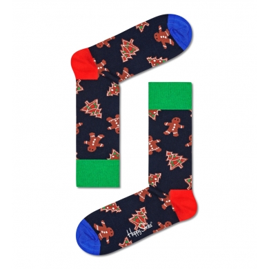 Happy Socks Daily Sock Crew Gingerbread Cookies navy blue/brown - 1 Pair