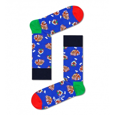 Happy Socks Daily Sock Crew Gingerbread House (Lebkuchenhaus) blue/multicoloured - 1 pair