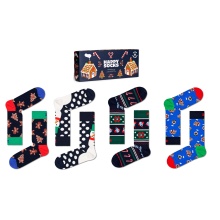 Happy Socks Daily Sock Crew Gingerbread Cookies dark blue <b>Gift Box</b> - 4 Pairs