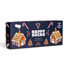 Happy Socks Daily Sock Crew Gingerbread Cookies dark blue <b>Gift Box</b> - 4 Pairs