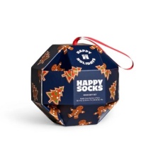 Happy Socks Daily Sock Crew Gingerbread Cookies Gift 2023 navy blue/brown <b>Gift Box</b> - 1 Pair