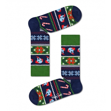 Happy Socks Daily Sock Crew Happy Holiday Dog green/blue - 1 Pair