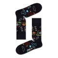 Happy Socks Daily Sock Crew Ho Ho Ho Christmas black - 1 pair