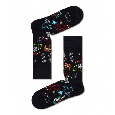 Happy Socks Daily Sock Crew Ho Ho Ho Christmas black - 1 pair