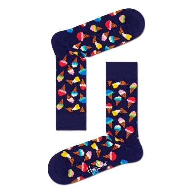 Happy Socks Daily Sock Crew Ice Cream (Ice Cream Cone) Navy Blue - 1 Pair