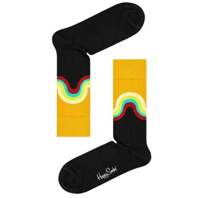 Happy Socks Daily Sock Crew Jumbo Wave Sock black/yellow - 1 Pair