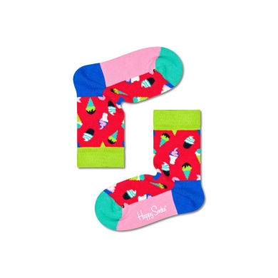 Happy Socks Daily Sock Crew Kids Ice Cream Magenta Red Children - 1 Pair