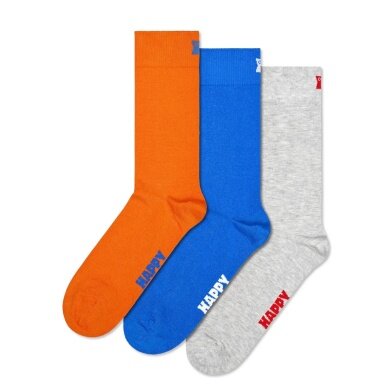 Happy Socks Daily Crew Solid orange/blue/grey - 3 Pairs