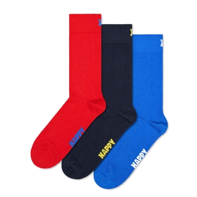 Happy Socks Daily Sock Crew Solid red/navy blue/blue - 3 pairs